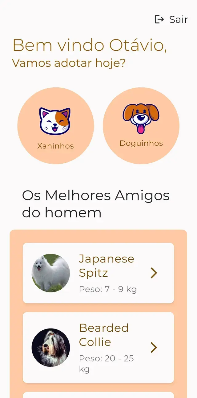 Tela do app Pet Hero